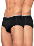 XYXX Men's Underwear Uno IntelliSoft Antimicrobial Micro Modal Brief Pack of 2 (Black ; Black; L)