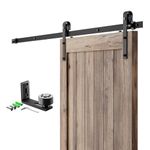 CCJH 6.6FT Sliding Barn Door Hardware Kit Heavy Duty Single Wood Door Roller Track kit, Smoothly and Stable, Easy Install (J Shape)