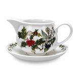 Portmeirion Home & Gifts Gravy Boat & Stand, Ceramic, Multi-Colour, 17 x 18 x 11 cm