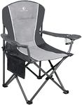 ALPHA CAMP Camping Folding Chair for Heavy People Portable Heavy Duty Chair Support 160 KG Oversized camp chair Outdoor for Adult with Cup Holder and Side Pocket, Black/Gray