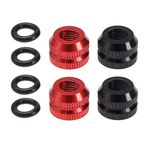 VGOL 4PCS Bike Vacuum Tire Presta Valve Nut with Sealing Ring Bicyle Inner Tube Valve Locking Nuts for Mountain Road Bike Aluminum Alloy 2 Black & 2 Red