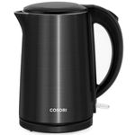 COSORI Electric Kettle Stainless Steel, Cordless,1500W Fast Boiling Water, Auto Shut-Off & Boil-Dry Protection, 1.5L Wide-Open Lid Electric Tea Kettle, Double Wall, Black