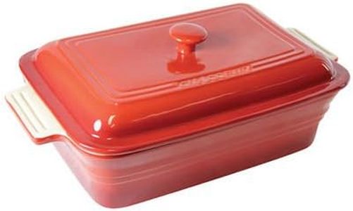 Chasseur La Cuisson Rectangular Dish with Lid, 40 cm Size, Inferno Red
