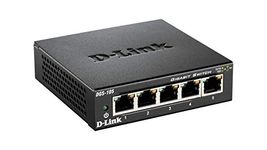 D-Link DGS-105/B 5-Port Gigabit Unmanaged Metal Desktop Switch 10/100/1000 Mbit/s - UK Version, black DGS-105/B