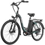 Gotrax E06 26" Electric Bike, Max Range 88KM(Pedal-assist1)& 25km/h Power by Peak 750W, Large Smart LCD Display& Adjustable Seat, 7-Speed & Front Shock Absorber, Mountain E-Bike for Adults Black