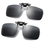 Musivon Clip On Sunglasses Fit on Glasses - Polarized Flip Up Driving Glasses for Men Women (2 Pack)