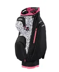 Sun Mountain Women's C100 Lightweight Cart Golf Bag 14-Way - 13 Pockets, Single Strap System, Push-Electric-Riding Cart Compatible Compression Base, 2026 Model - Black-Abstract-Pink