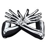 AXBXCX Skeleton Full Finger Wrist Bone Gloves Halloween Long Arm Length Dance Gloves Ghost-XT-03