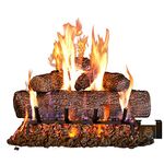 Peterson Real Fyre 24-inch Live Oak Log Set with Vented Burner, Auto-Safety Pilot Control Valve and Gas Connection Kit. (Natural Gas Only)