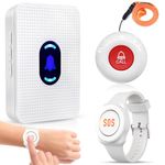 Daytech Caregiver Pager Wireless Senior Alarm Call Button Emergency Panic Button Call Bell Alert System for Elderly/Pregnant/Disabled, 1 Receiver + 2 Call Buttons