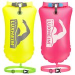 2 Pack Swim Buoy Tow Floats for Open Water Swimming Highly Visible Swim Float Dry Bag Waterproof Inflatable PVC Tow Float for Triathlons