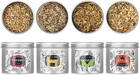 TMKEFFC 4Pcs Smoking Wood Chips, Perfect for Smoker Gun, Smoking Food Drinks Cocktail, 100% Natural Smoking Dust 4 Oz Each - 1x MESQUITE, 1x CHERRY, 1x APPLE, 1x HICKORY
