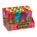 Juicy Drop Pop - 6 Different Fruit Flavours - Display of Individual Lollipops - Fun Candy for Birthdays and Parties, Pack of 12