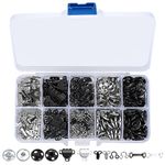 200 Pcs Sewing Hooks and Eyes Closure Set, 3 Styles Skirt Hook and Eye Closures Sewing Snaps Kit, Metal Snaps Buttons Fasteners Press Studs Set for Skirt, Bra, Trousers, Dress, Sewing, DIY Crafting