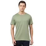 Van Heusen Men's Solid Regular Fit T-Shirt (IHTS1LCGE60052_Cameo Green