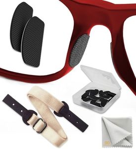 Nose Pads for Glasses Anti Slip - 0.5 mm Eye Glasses Nose Pads Non Slip - 6 Pairs Glasses Stoppers Nose Grip - Eyeglasses Nose Grips (Black Beige Strap)