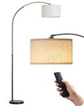 EDISHINE Floor Lamp, Arc Standing Lamp with Rotatable Lamp Head, Remote Control & Foot Switch, Floor Lamps for Living Room, Bedroom, Office, Dimmable LED Bulb Included, E27 Socket, Black