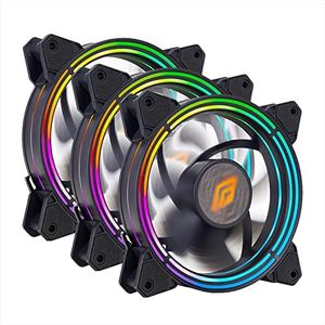 Noua Zephyr 3 Ventole Triplo Halo ARGB – RGB Indirizzabili, Ventole per Case da 120 mm 1100RPM con Fan Hub e Telecomando, Sincronizzato con Scheda Madre 5V a 3 Pin