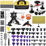 Super PDR 112 Pcs Paintless Dent Removal Kit, with Black Lifter, Bridge Puller, Slide Hammer T-Bar, PDR Light Board, Suction Cup Dent Puller & 100W Glue Gun for Auto Body Dents, Hail Damage, Door Ding