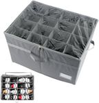 Shoe Organizer for Closet, Shoe Storage Boxes Bins Container with Clear Cover and Adjustable Dividers, Foldable Shoe Organizer Containers Fits 16 Pairs, Dustproof Shoe Storage Bin for Home (Grey)