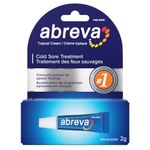 Abreva Cream Tube Cold Sore Treatment, Heals your cold sore in 4.1 days*, Contains docosanol to protect healthy cells against the virus, 2 g