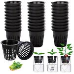 100 Pack Garden Slotted Mesh Net Cups, 2" Round Hydroponic Net Pots Cups, Wide Lip Bucket Basket for Hydroponics for Hydroponics & Aquaponics, Indoor and Outdoor Plant Growth, Multi-Purpose