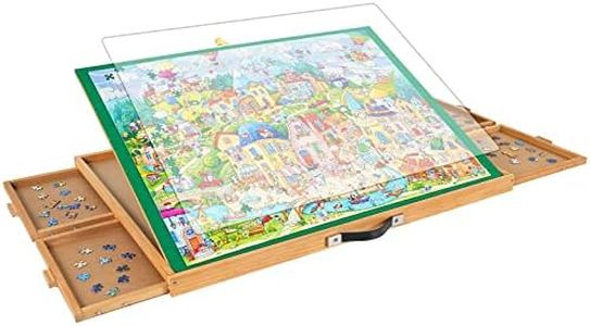 ALL4JIG Adjustable Jigsaw Puzzle Board with 4 Drawers & Cover - 3-Tilting-Angle Jigsaw Wooden Puzzle Table for Adults 25"x34"Jigsaw Portable Puzzle Table Top Easel Birthday Gift for mom