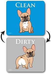 French Bulldog Dog Butt Clean Dirty Dishwasher Magnet, Reversible Dish Washer Refrigerator Sign, Double Sided Strong Kitchen Flip Indicator, Bonus Magnetic Plate, Funny Bulldog Design