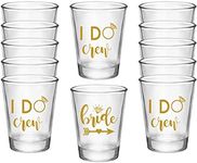 Bride and I Do Crew Bachelorette Party Shot Glasses, Set of 12, 11 Gold I Do Crew and 1 Gold Bride Shot Glass, Perfect Bachelorette Party Decorations and Brides Maid Gifts