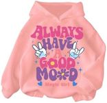 Floerns Girls Heart Graphic Print Long Sleeve Hooded Sweatshirt Pullover Tops Pink Multi 8Y