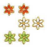 Mahi Combo of Republic Day Tricolour Floral Gold Plated Stud Earrings for Women CO1104425G