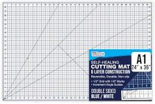 U.S. Art Supply 24" x 36" WHITE/BLUE Professional Self Healing 5-6 Layer Double Sided Durable Non-Slip PVC Cutting Mat Great for Scrapbooking, Quilting, Sewing and all Arts & Crafts Projects