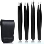 4 Pack Eyebrow Tweezers, Stainless 