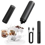 CIRCLE JOY Electric Milk Frother Handheld, Rechargeable Coffee Frother with Dual Spring Whisk, Portable Hand Frother Wand Drink Mixer for Coffee, Hot Chocolate, Cappuccino, Frappe, Matcha, Black