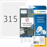 HERMA Self Adhesive Removable Round Labels, 315 Labels per A4 Sheet, 25 Sheets, Ø 10 mm, 7875 Labels, Blank Multipurpose Labels Stickers, Sticky Dots for Laser & Inkjet Printer, White