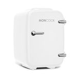 MONCOOK Mini Fridge For Bedrooms - Portable & Quiet Mini Fridges For Skin Care, Beverages - Birthday Gift For Her and Him - Thermoelectric Cooler and Warmer Retro Small Fridge - 5L - Full White