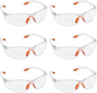 Kurtzy Set da 6 Occhiali Protettivi da Lavoro Trasparenti Avvolgenti con Aste in Gomma per Vestibilità Sicura - Occhiali Antinfortunistica Antigraffio, Occhiali DPI, Occhiali da Lavoro Protettivi