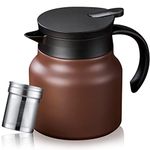 PARACITY Thermal Coffee Carafe/Tea Pot with Ceramic Liner 27 OZ, Small Coffee Thermo Travel with Removable Stainless Steel Filter for Hot Drinks, Double Wall Insulated Coffee Pitcher
