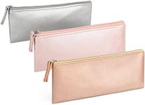SumDirect PU Leather Cosmetic Pencil Bags - Small Soft Makeup Pouch with Zipper, Pencil Pouch Case Simple Comestic Organizer