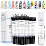 SAVILAND Nail Stamping Gel Polish Kit: 6 Colors Nail Stamping Polish Gel with Reusable French Tip Tool Silicone Stamp 8ml Stamper Polish Gels Painting Gels Nails Kit for DIY Nails Art Design