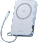 UGREEN MagFlow for MagSafe Power Bank Qi2 25W Wireless Fast Charging 10000mAh Magnetic Portable Charger with Built-in Cable PD 30W Battery Pack Compatible with iPhone Air/17/16/15/14/13/12 Series