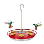 Kingsyard Hummingbird Feeder for Outdoors Hanging, Built-in Ant Moat - Circular Perch - 6 Feeding Ports, Easy to Refill & Clean, Great for Attracting Hummer Birds (12 Oz)