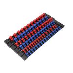 Trintion 6pcs Socket Organiser Socket Holders Organizers 1/4-Inch 3/8-Inch 1/2-Inch Socket Organizer Socket Rail Clips Rack Holder Blue Red Socket Rails for Steel Ball