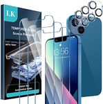 [ 3+3 Pack] LK 3Pack Screen Protector Compatible for iPhone 13 6.1-inch with 3Pack Camera Lens Protector, Anti-Scratch Easy-Installation,9H Hardness, HD Tempered Glass Film