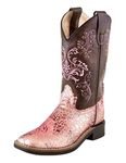 Old West Antique Pink/Crackle Children Girls Faux Leather Cowboy Boots pink Size: 13 Little Kid