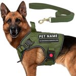 PAYTON PERRY Customized Tactical Dog Harness | Dog Training Belt with Name | Adjustable Size for Large Dogs | Recommended for 25-40 Kg Pet (Olive Green, L)