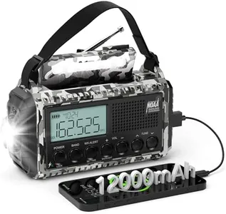 Emergency Radio 12000mAh AUTO NOAA Weather Radio, Solar Hand Crank Portable AM/FM Shortwave Radio with Rechargeable Battery Powered, Flashlight, Reading Lamp, SOS Alarm for Indoor Outdoor Emergencies