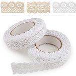 ASTARON Vintage Lace Ribbon White Lace Tape, Self Adhesive Decorative Ribbon Lace Border Ribbon for Crafts Wedding Decoration Scrapbooking Gift Box (Style B - White)