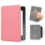 Lukione Case Compatible for Kindle Paperwhite 6.8" (11th Generation 2021) Case Cover with Hand Strap Magnetic Smart Light Shell Cover (Pink)