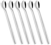 Long Handle Spoon, Coffee Stirrers, 9-inch Ice Tea Spoon, AOOSY Premium 18/10 Stainless Steel Iced Teaspoon for Mothers Milks Tea Mixing Cocktail Stirring Coffee Milkshake Cold Drink, Set of 6